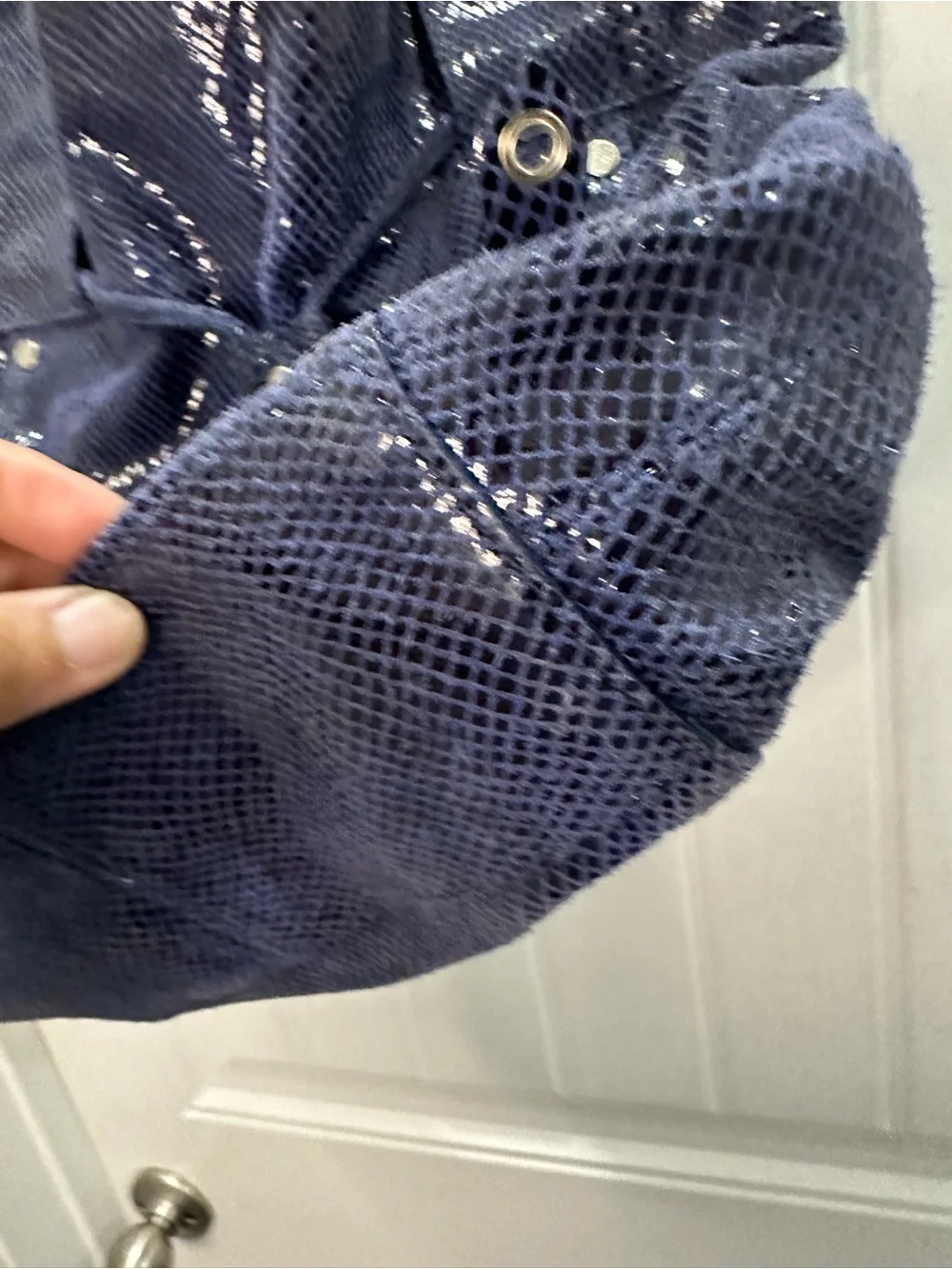 Cole Haan blue snakeskin hobo  Tote with Tassel Accent